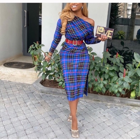 Zara Blue Plaid Midi Skirt Size XXL 2XL * - Picture 4 of 8